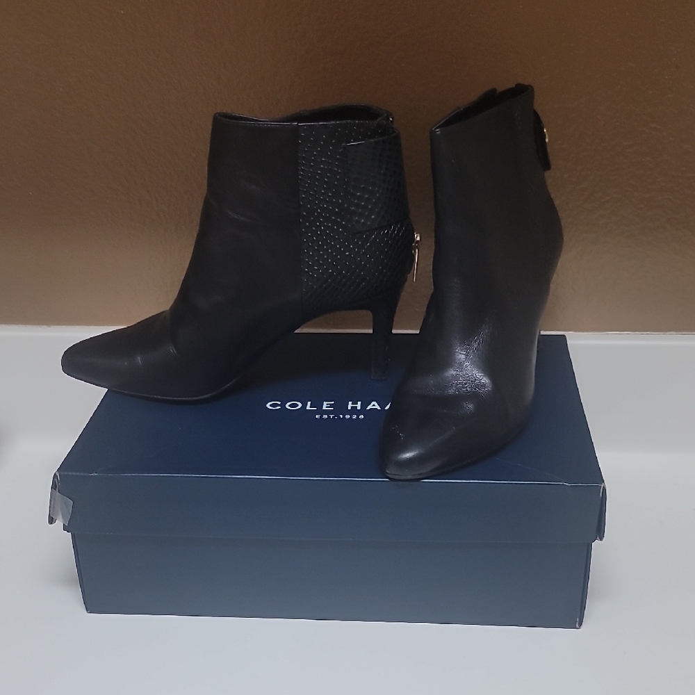 Cole Haan Black Ankle Booties with Textured Panel 🖤